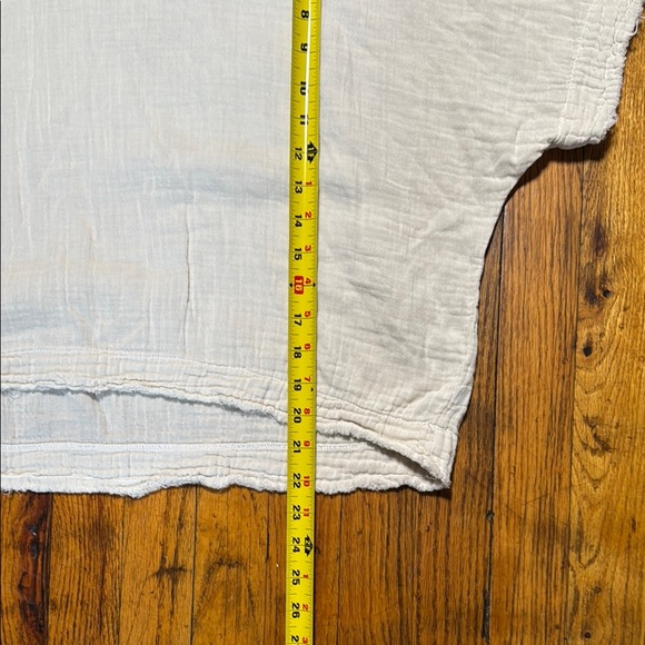 9SEED Women's 100% Slub Cotton Short Sleeve Cream Top Raw Hems Boxy‎ Fit Size 1 - Picture 5 of 11